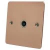 Single Non Isolated TV | Coaxial Socket : White Trim Flat Classic Polished Copper TV Socket