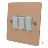 3 Gang 10 Amp 2 Way Light Switches : White Trim Flat Classic Polished Copper Light Switch