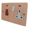 Cooker Control - 45 Amp Double Pole Switch with 13 Amp Plug Socket - White Trim Flat Classic Polished Copper Cooker Control (45 Amp Double Pole Switch and 13 Amp Socket)