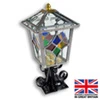 Tetbury - with multi coloured stained glass highlights Tetbury Outdoor Leaded Pedestal | Post Light