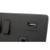 Textured Black Plug Socket with USB Charging - 3