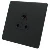 2 Amp Round Pin Unswitched Socket : Black Trim Textured Black Round Pin Unswitched Socket (For Lighting)