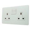 Textured White Switched Plug Socket - 3