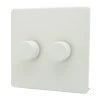 2 Gang : 1 x LED Dimmer + 1 x 2 Way Push Switch Textured White LED Dimmer and Push Light Switch Combination