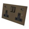 Seamless Bronze Antique Plug Socket with USB Charging - 1