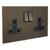 Ultra Square Cocoa Bronze Switched Plug Socket - 1