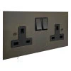Ultra Square Old Bronze Switched Plug Socket - 2