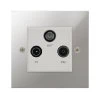 TV Aerial Socket, Satellite F Connector (SKY) and FM Aerial Socket combined on one plate : White Trim