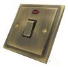 1 Gang - Used for heating and water heating circuits. Switches both live and neutral poles Victorian Antique Brass 20 Amp Switch