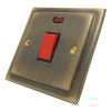 Single Plate - 1 Gang - Used for shower and cooker circuits. Switches both live and neutral poles Victorian Antique Brass Cooker (45 Amp Double Pole) Switch