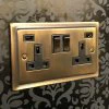 Victorian Antique Brass Switched Plug Socket - 1