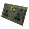 Victorian Antique Brass Plug Socket with USB Charging - 1