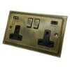 Victorian Antique Brass Plug Socket with USB Charging - 2
