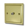 1 Gang - With F connector for satellite TV installations : Black Trim Victorian Polished Brass Satellite Socket (F Connector)