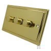 Victorian Polished Brass Push Intermediate Switch and Push Light Switch Combination - 1