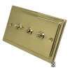 Victorian Polished Brass Toggle (Dolly) Switch - 2
