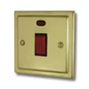 Single Plate - 1 Gang - Used for shower and cooker circuits. Switches both live and neutral poles : Black Trim Victorian Polished Brass Cooker (45 Amp Double Pole) Switch