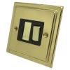 Without Neon - Fused outlet with on | off switch : Metal Rockers | Black Trim Victorian Polished Brass Switched Fused Spur