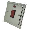 45 Amp Double Pole Switch with Neon - Single Plate : Black Trim Victorian Polished Chrome Cooker (45 Amp Double Pole) Switch