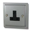 5 Amp Round Pin Unswitched Socket : Black Trim Victorian Polished Chrome Round Pin Unswitched Socket (For Lighting)