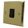1 Gang Intermediate Light Switch : Black Trim Victorian Premier Polished Brass Intermediate Light Switch