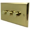 Victorian Premier Polished Brass LED Dimmer and Push Light Switch Combination - 1