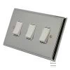 3 Gang 2 Way 6 Amp Switches - Double Plate : White Trim