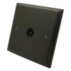 Single Isolated TV | Coaxial Socket : Black Trim Victorian Premier Silk Bronze TV Socket