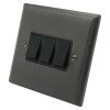 3 Gang 2 Way 6 Amp Switches : Black Trim - Single Plate