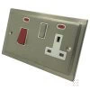 Cooker Control - 45 Amp Double Pole Switch with 13 Amp Plug Socket - White Trim Victorian Satin Nickel Cooker Control (45 Amp Double Pole Switch and 13 Amp Socket)