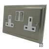 2 Gang - Double 13 Amp Switched Plug Socket : White Trim Victorian Satin Nickel Switched Plug Socket