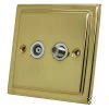 Victorian Classic Polished Brass TV and SKY Socket - 1