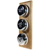 3 Polished Chrome Dome Switches on Vertical Wooden Pattress