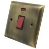 45 Amp Double Pole Switch with Neon - Single Plate : Black Trim Vogue Antique Brass Cooker (45 Amp Double Pole) Switch