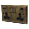 2 Gang - Double 13 Amp Plug Socket with USB A Charging Ports