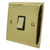 1 Gang Intermediate Light Switch : Black Trim Vogue Polished Brass Intermediate Light Switch