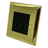 5 Amp Round Pin Plug Socket : Black Trim Vogue Polished Brass Round Pin Unswitched Socket (For Lighting)