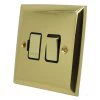 Without Neon - Fused outlet with on | off switch : Black Trim Vogue Polished Brass Switched Fused Spur