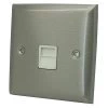1 Gang - Single master telephone point (only 1 master point required per line - use extension sockets for additional points) : White Trim Vogue Satin Stainless Telephone Master Socket