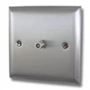 1 Gang - With F connector for satellite TV installations : White Trim Vogue Satin Stainless Satellite Socket (F Connector)