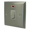 1 Gang - Used for heating and water heating circuits. Switches both live and neutral poles : White Trim Vogue Satin Stainless 20 Amp Switch