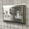 Vogue Satin Stainless Switched Plug Socket - 3