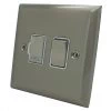 Without Neon - Fused outlet with on | off switch : White Trim Vogue Satin Stainless Switched Fused Spur