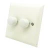 2 Gang Combination - 1 x LED Dimmer + 1 x 2 Way Push Switch Vogue White LED Dimmer and Push Light Switch Combination