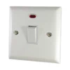 20 Amp Double Pole Switch with Neon : White Trim Vogue White 20 Amp Switch