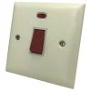 45 Amp Double Pole Switch with Neon - Single Plate : Black Trim Vogue White Cooker (45 Amp Double Pole) Switch