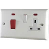 Cooker Control - 45 Amp Double Pole Switch with 13 Amp Plug Socket - White Trim Vogue White Cooker Control (45 Amp Double Pole Switch and 13 Amp Socket)
