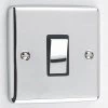 1 Gang Intermediate Light Switch : Black Trim Warwick Polished Chrome Intermediate Light Switch