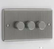 Warwick Brushed Chrome LED Dimmer and Push Light Switch Combination - 1
