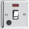 1 Gang - Used for heating and water heating circuits. Switches both live and neutral poles : Black Trim Warwick Polished Chrome 20 Amp Switch